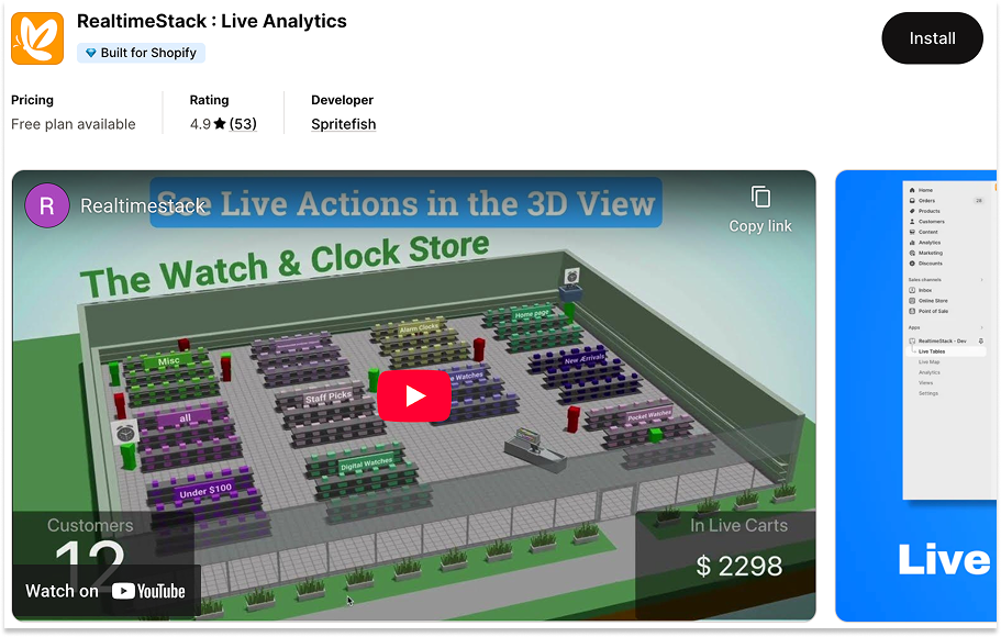 RealtimeStack: Live Analytics Shopify App