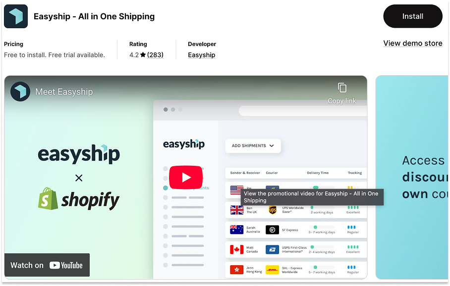 Shopify App Store - Easyship