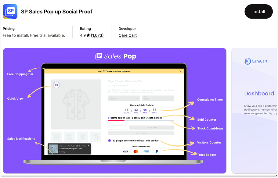 Shopify App Store - SP Sales Pop up Social Proof