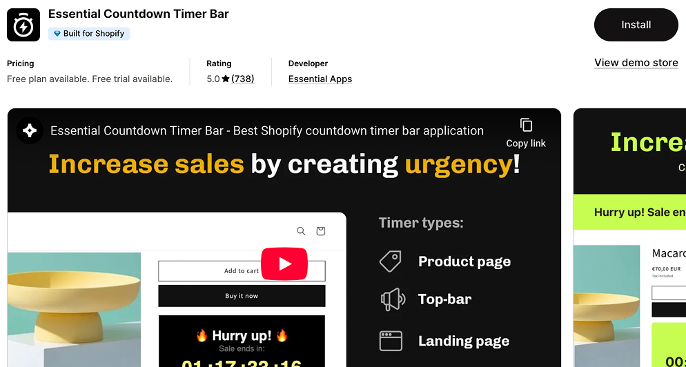Shopify App Store - Essential Countdown Timer Bar