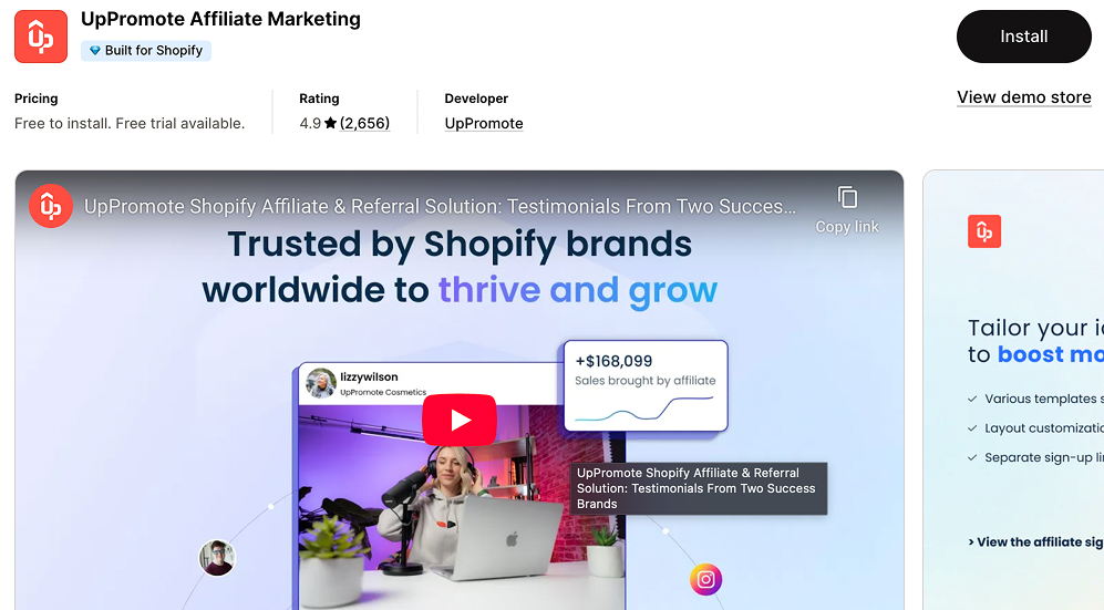UpPromote Affiliate Marketing Shopify App