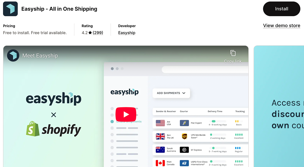 Easyship - All in One Shipping Shopify App