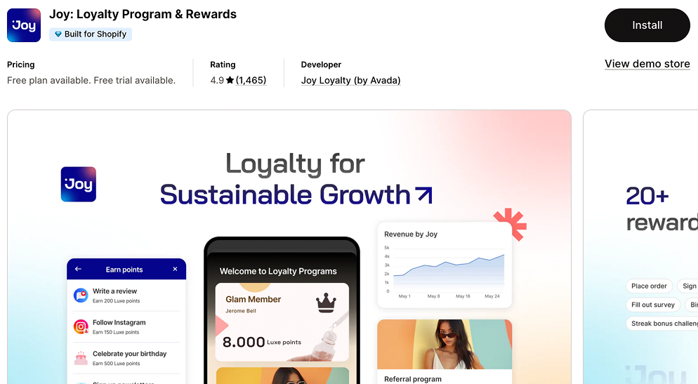 Shopify App Store - Joy: Loyalty Program & Rewards