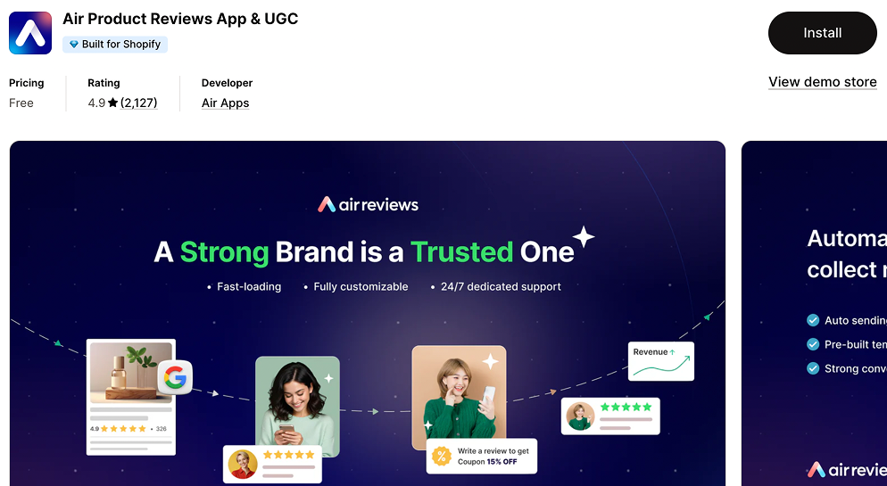 Shopify App - Air Product Reviews App & UGC