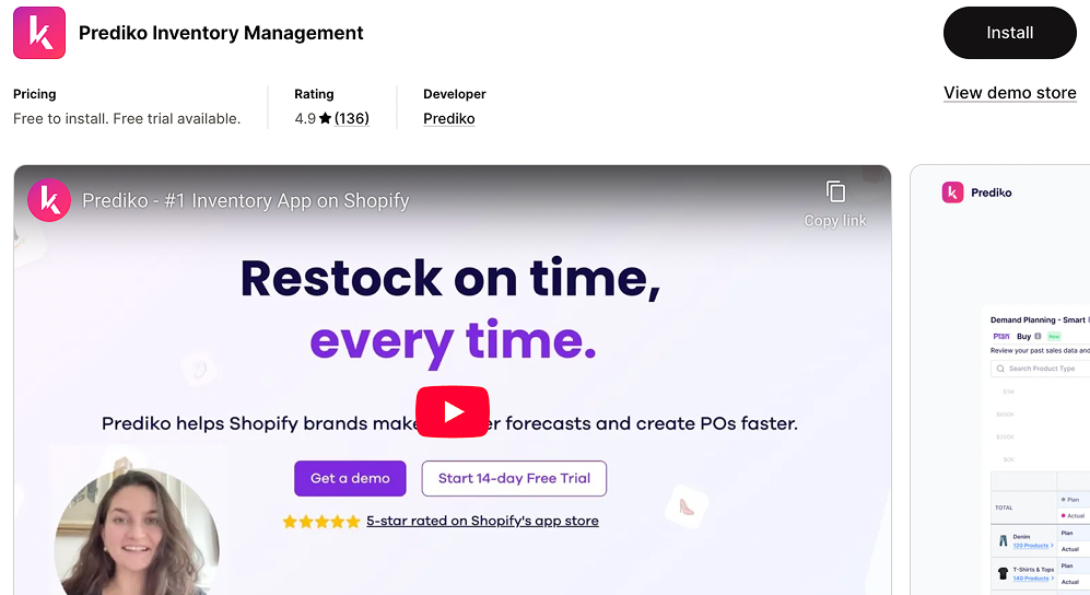 Shopify App Store - Prediko Inventory Management