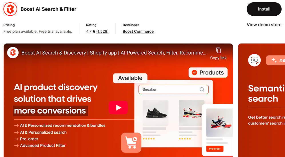 Shopify App Store: Boost AI Search & Filter