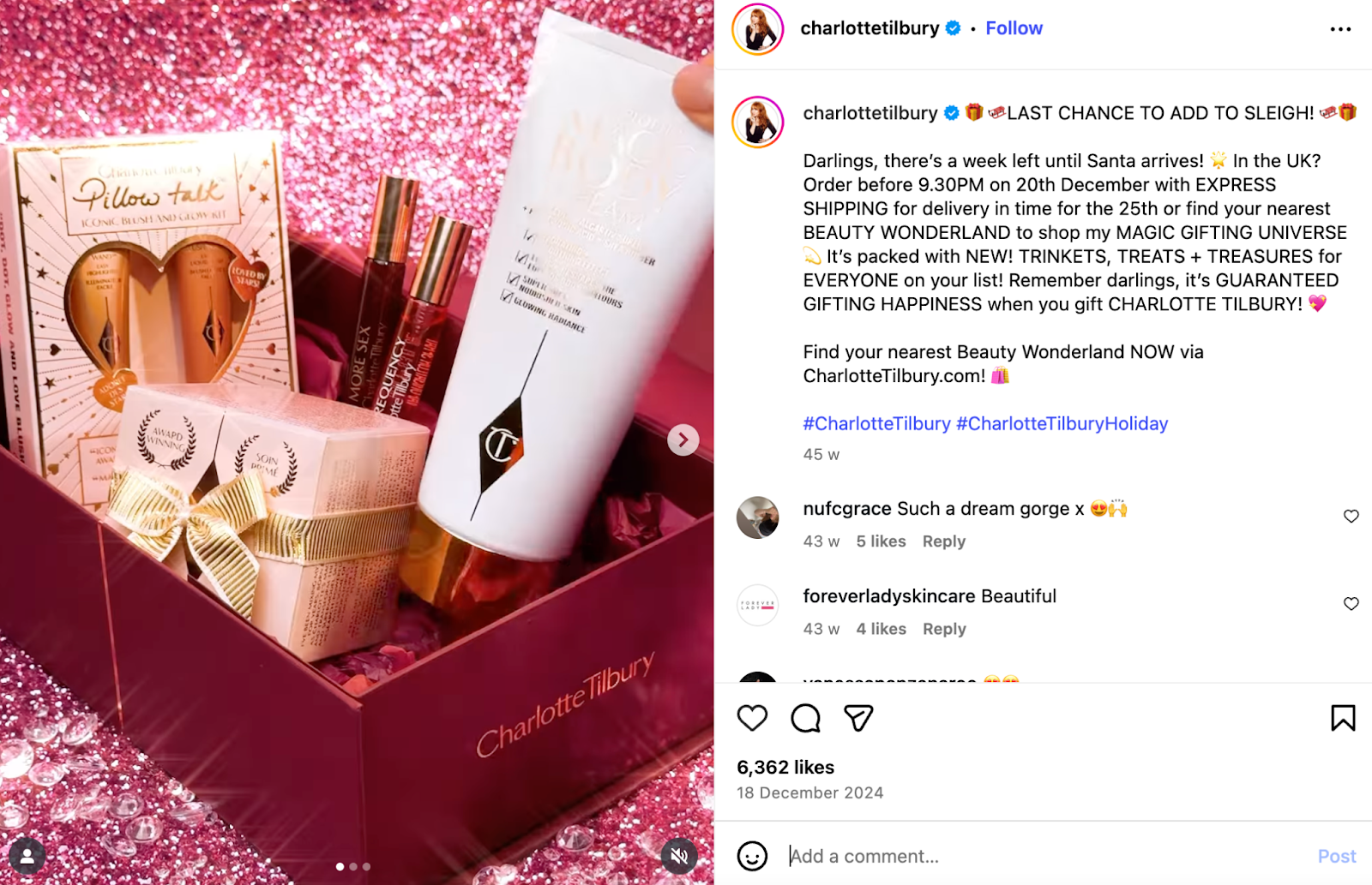 Shopify Christmas Organic Social Example