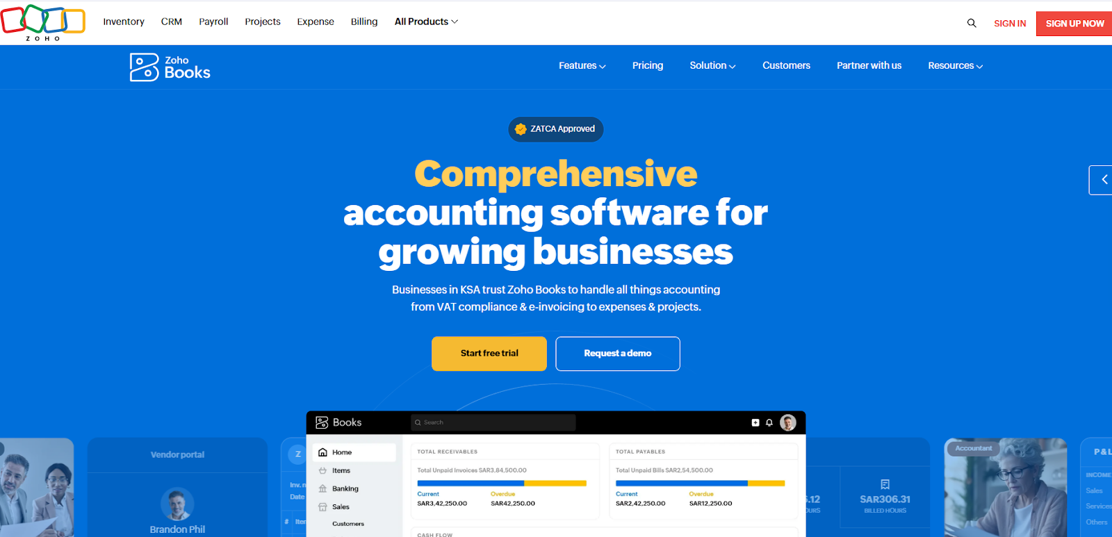 4. Zoho Books – أفضل 7 بدائل لـ QuickBooks في المملكة العربية السعودية لعام 2026