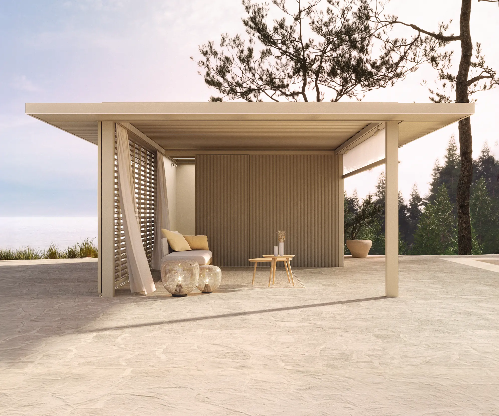 Pergola pavillon bioclimatique Amani Renson