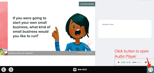 Students can open Audio Player in a Pear Deck slide.