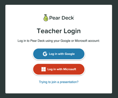 Pear Deck Teacher Login 