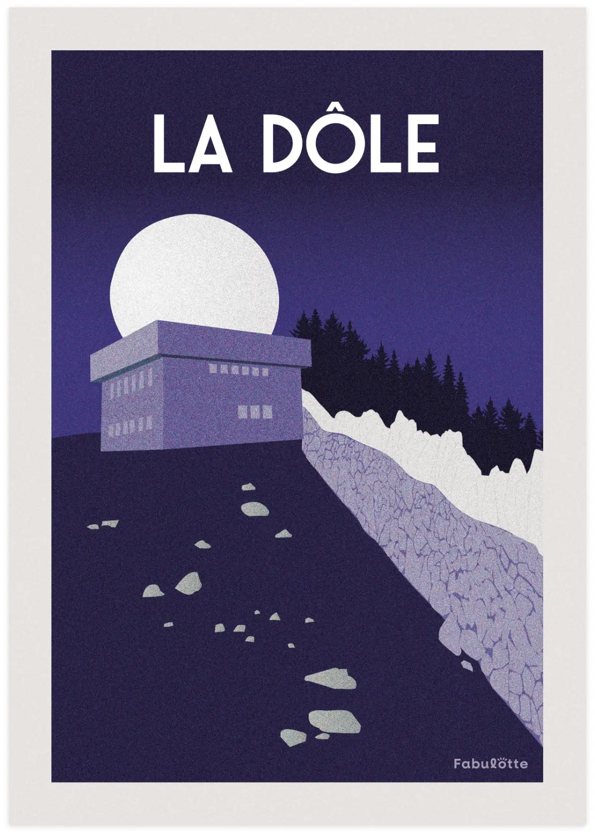 Affiche vectorielle moderne la Dôle - Monts Jura - bleu portrait - Édition limitée par Fabulotte.