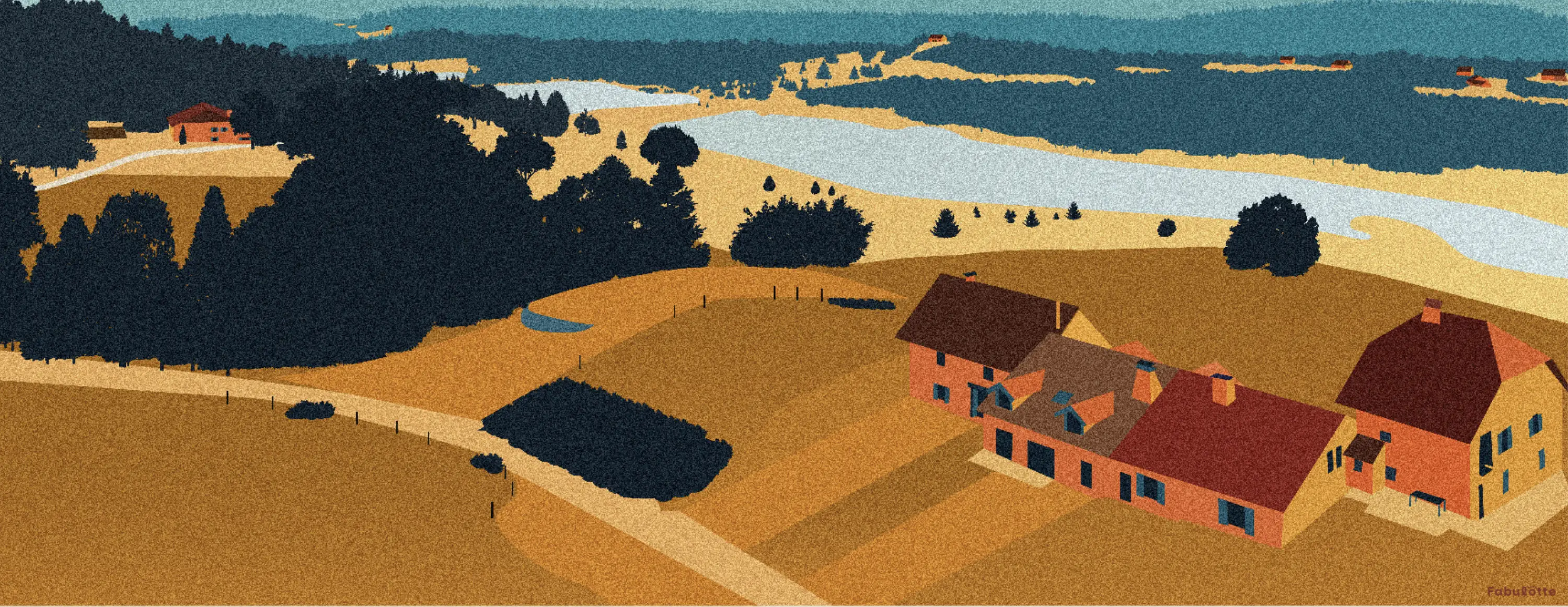 Visuel d'un paysage du Lac des mortes réalisé sur mesure pour un client