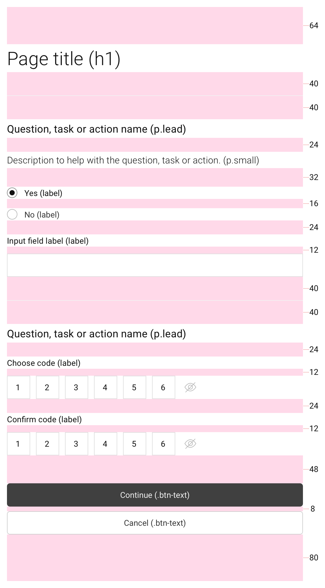 Form layout demonstrating consistent vertical rhythm and spacing between fields and controls