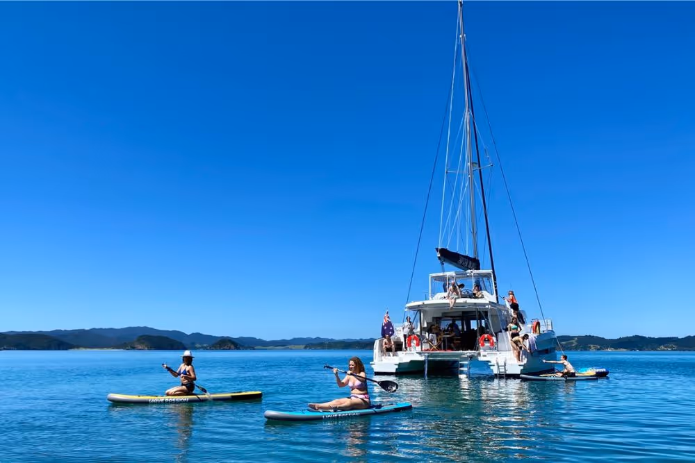 Large group having fun with the water activities.