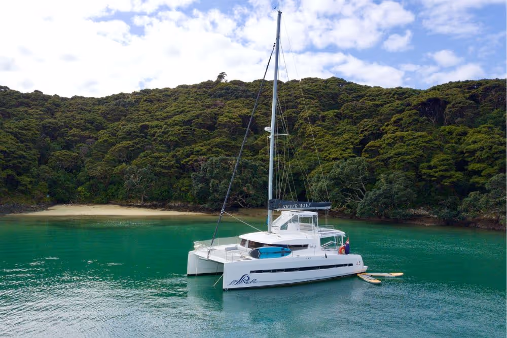 Serenity at anchor in Pipi Bay