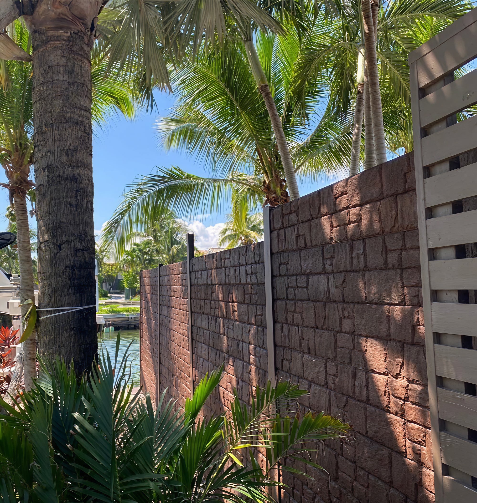 Ecoflex walls surrounded by large tropical trees