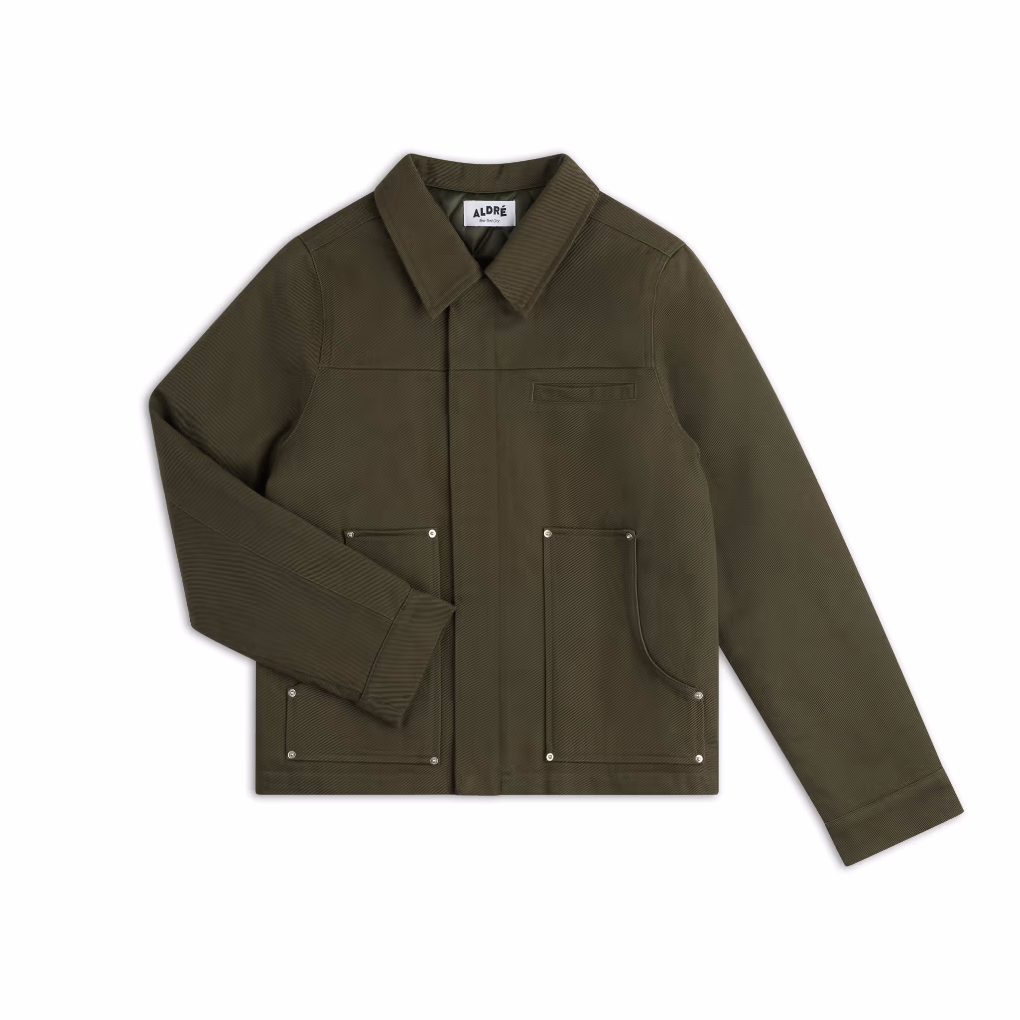 flat lay photo of a green jacket