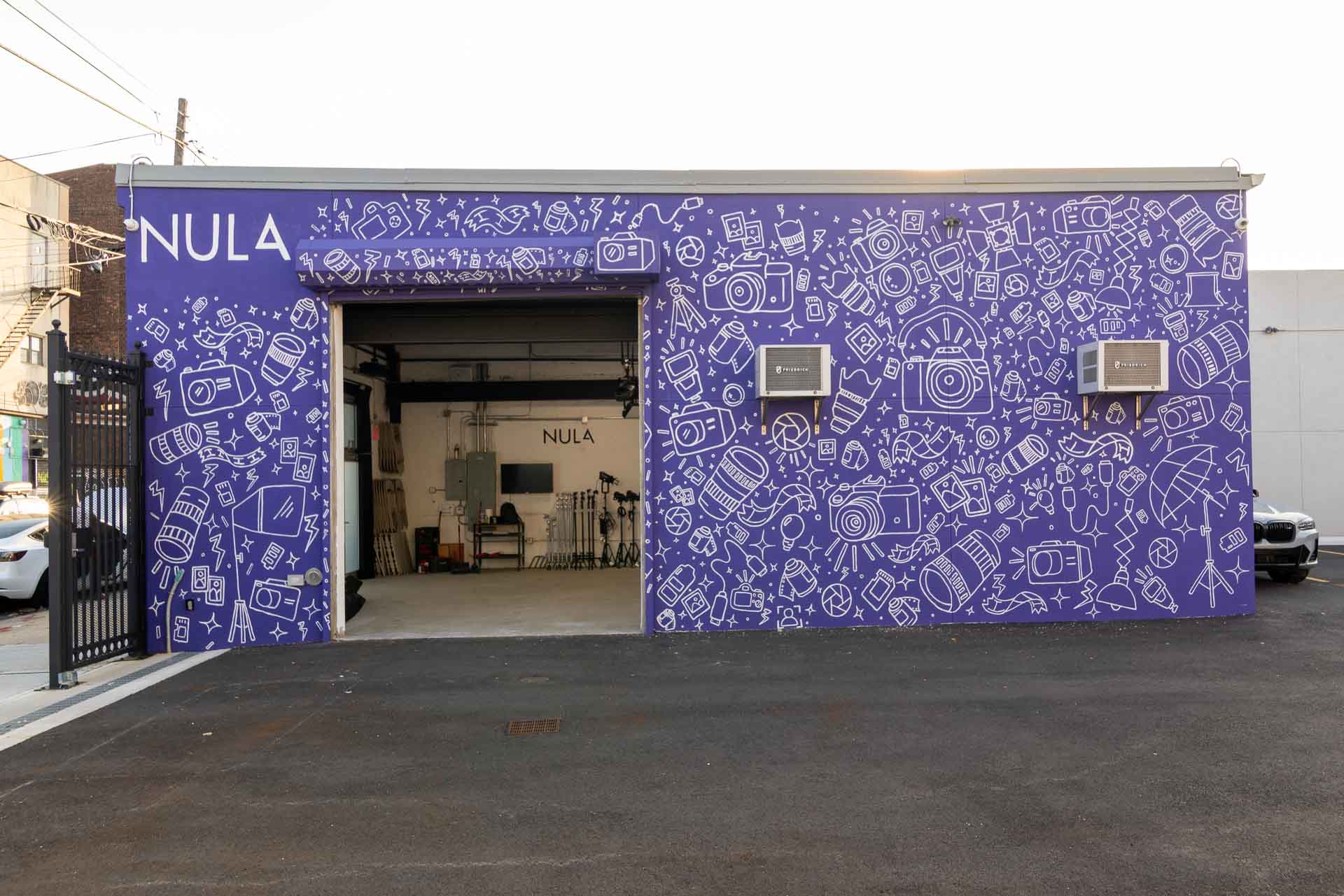 The Studio Nula building with the roller door open and a studio visible inside