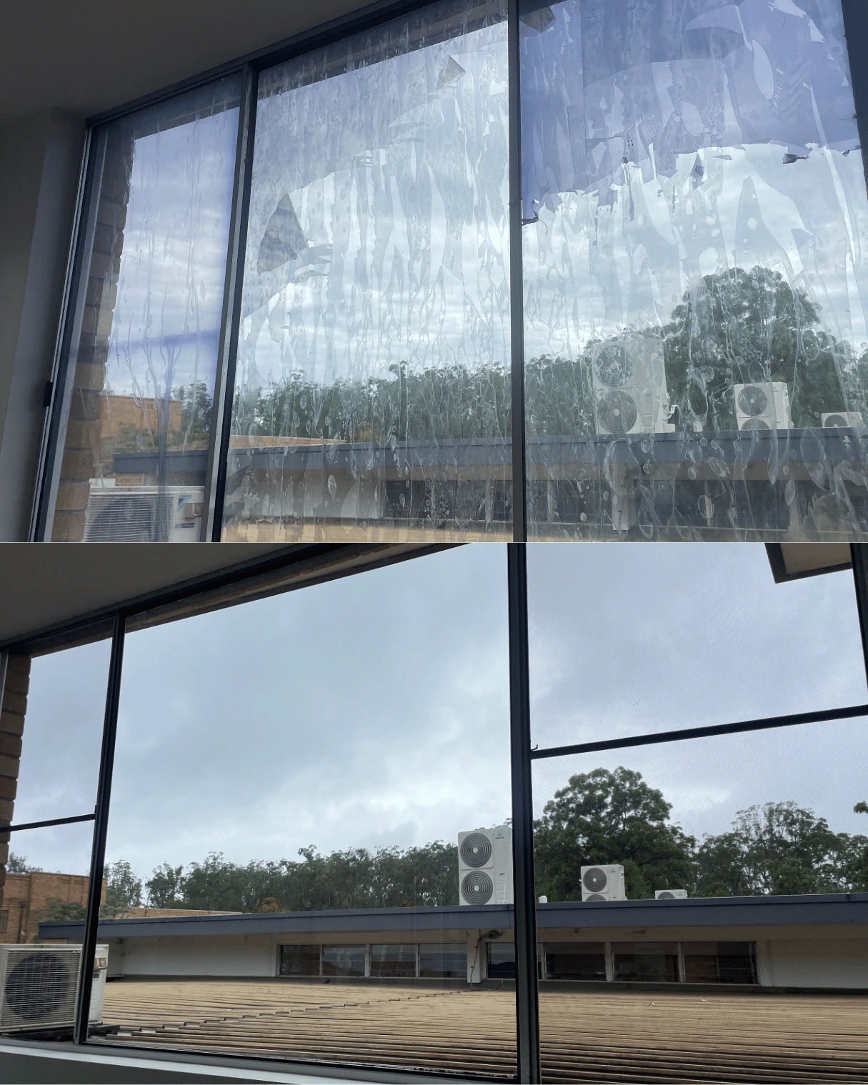Commercial windows before and after cleaning