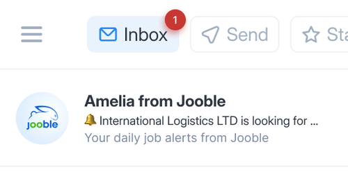 A Jooble inbox view
