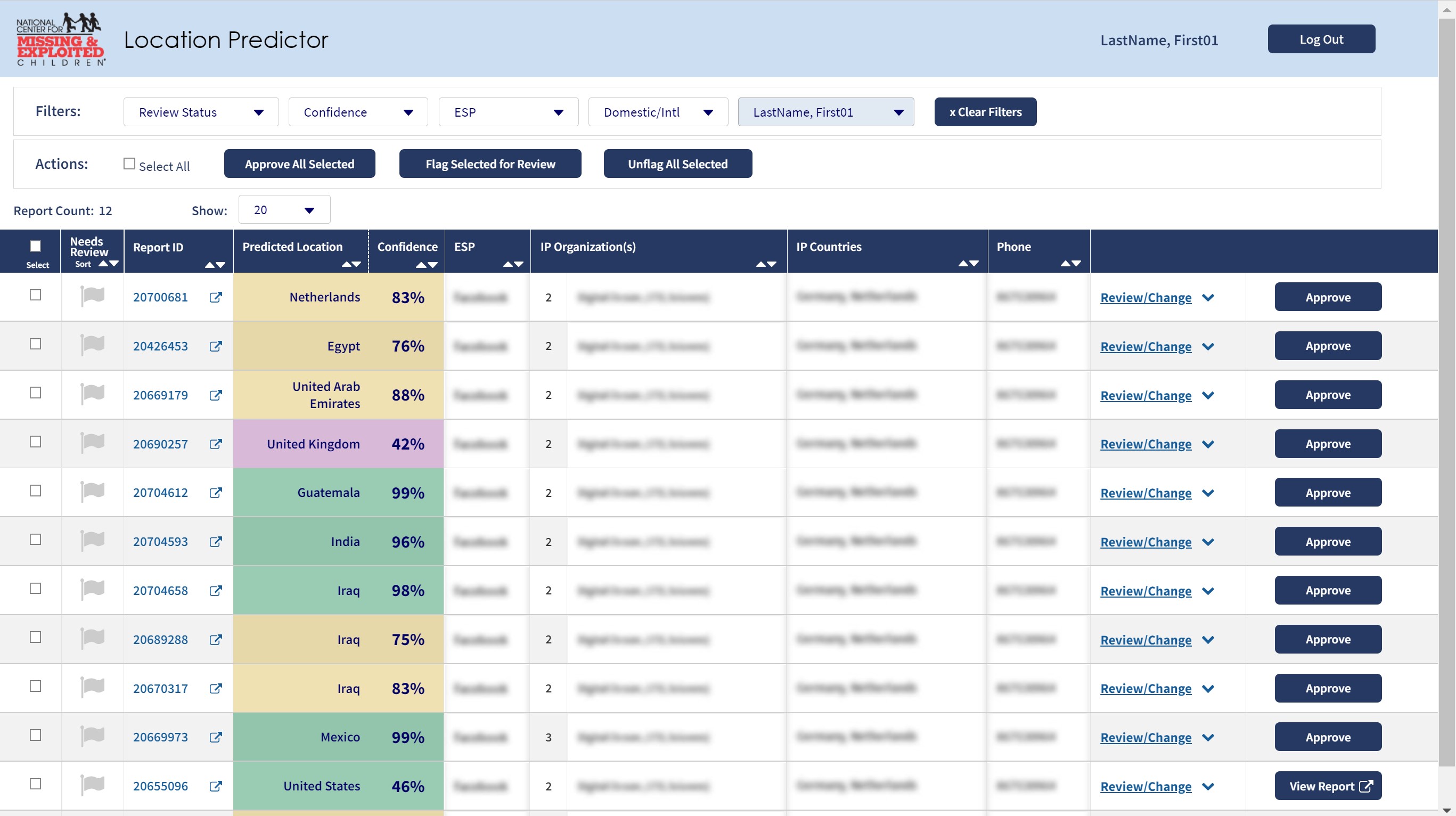 ML-assisted report-routing interface