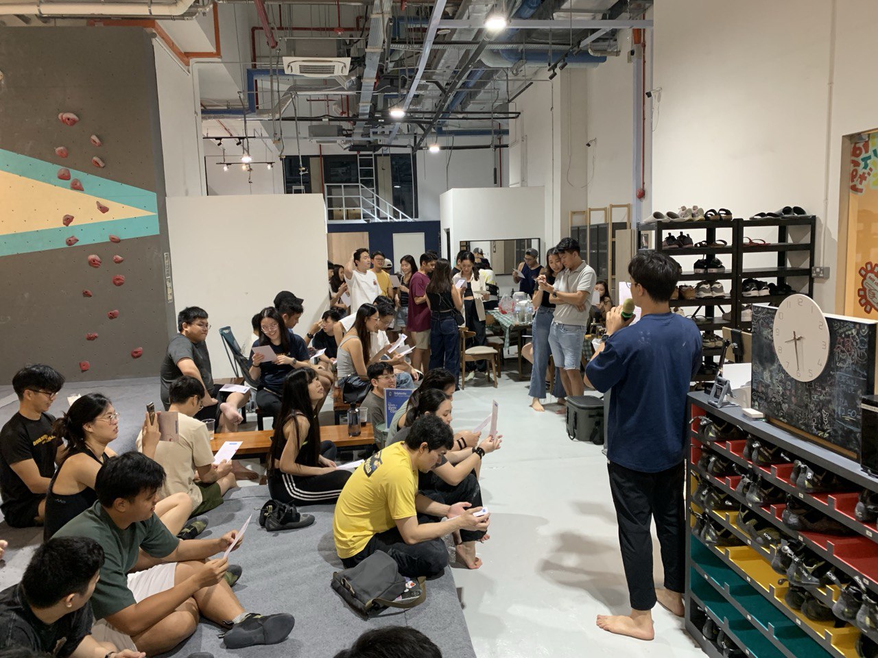 Climbers socialising after a session at Climba