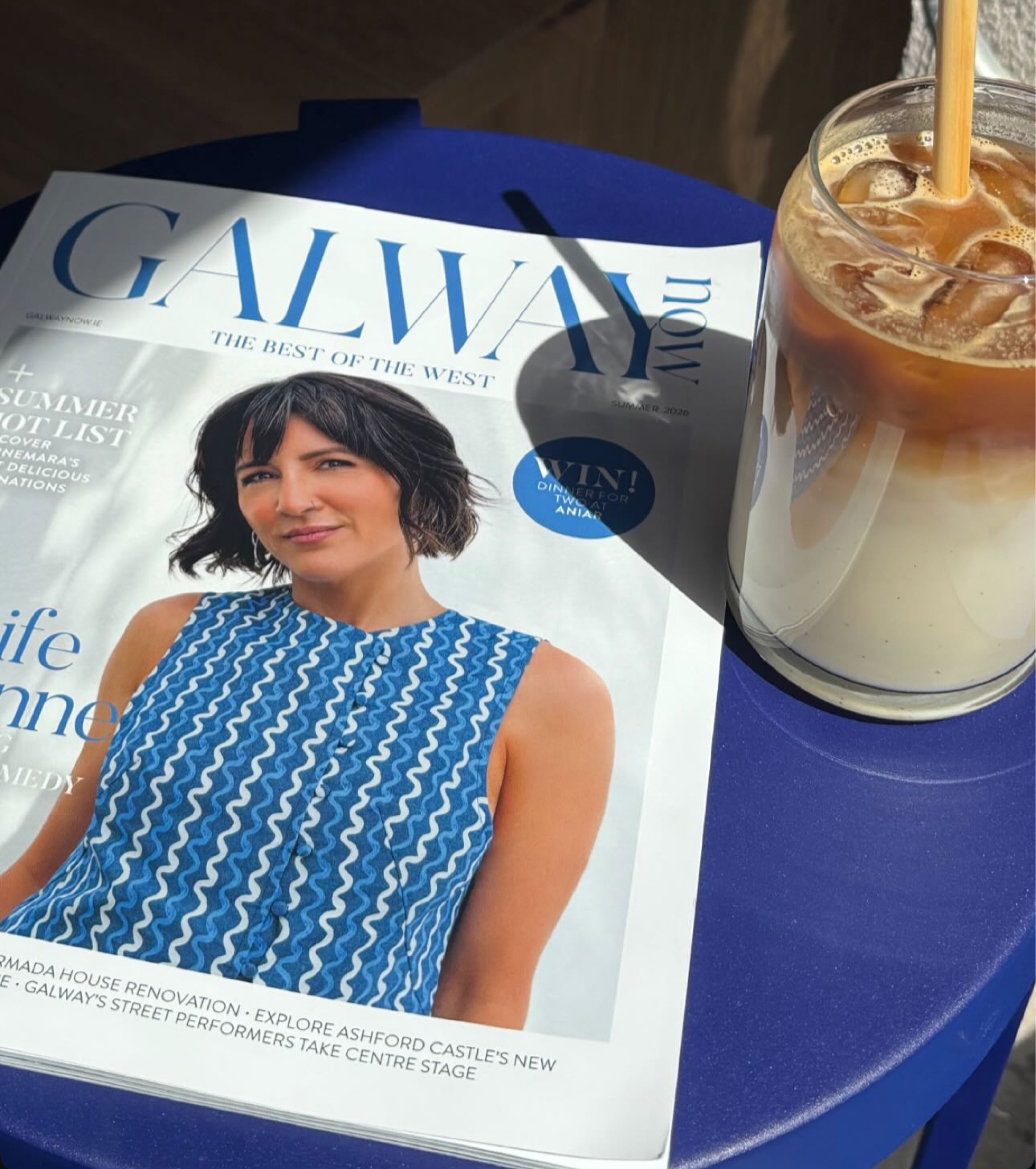 Galway Now Magazine sitting on a coffee table
