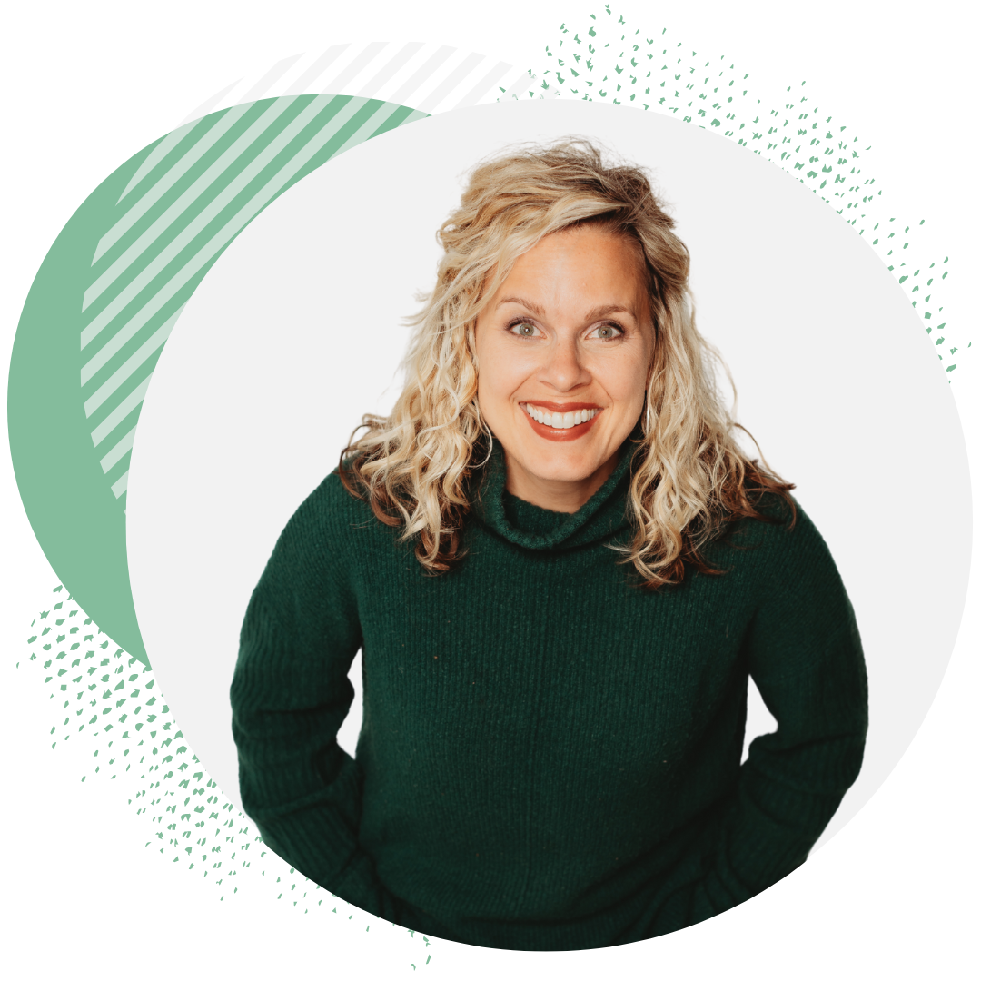 Kimberly Stuart with green and white circles
