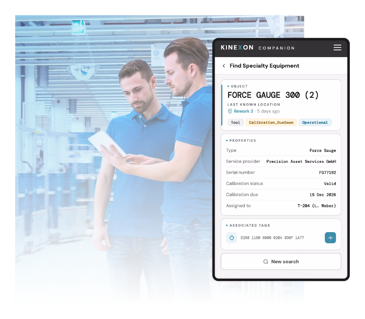 KINEXON Material Flow Orchestration for the digital management and real-time tracking of tools, equipment, and operational assets in manufacturing environments.