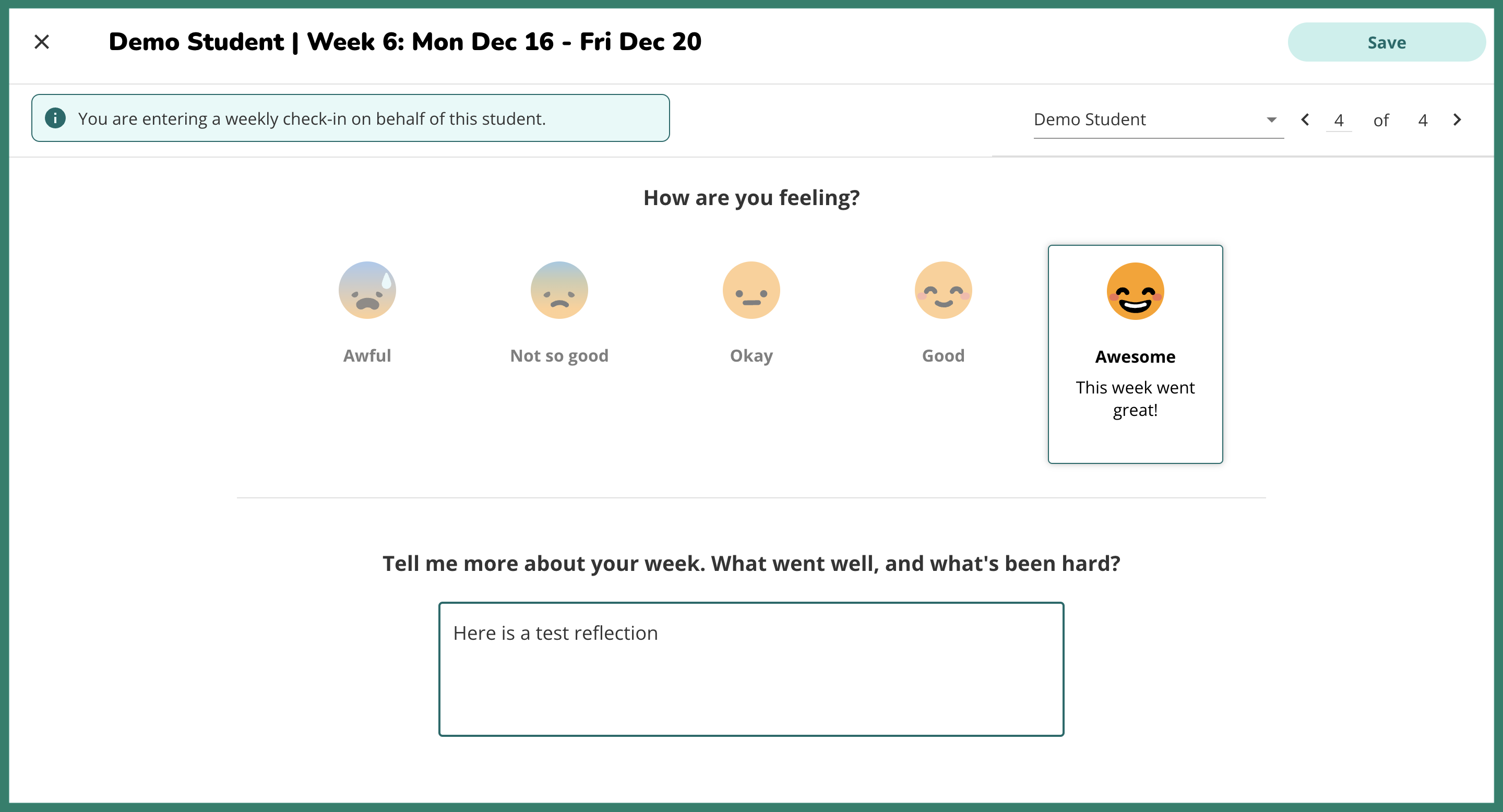 The teacher experience now includes the ability to check-in on behalf of students