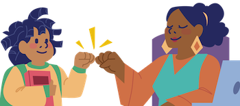 Teacher checks in with student and gives a fist bump