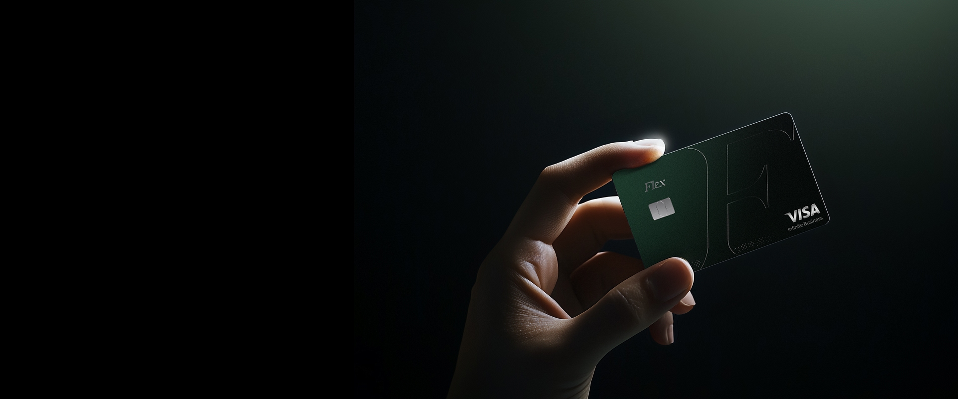 A hand holing the new Flex Visa Infinite Business Credit Card