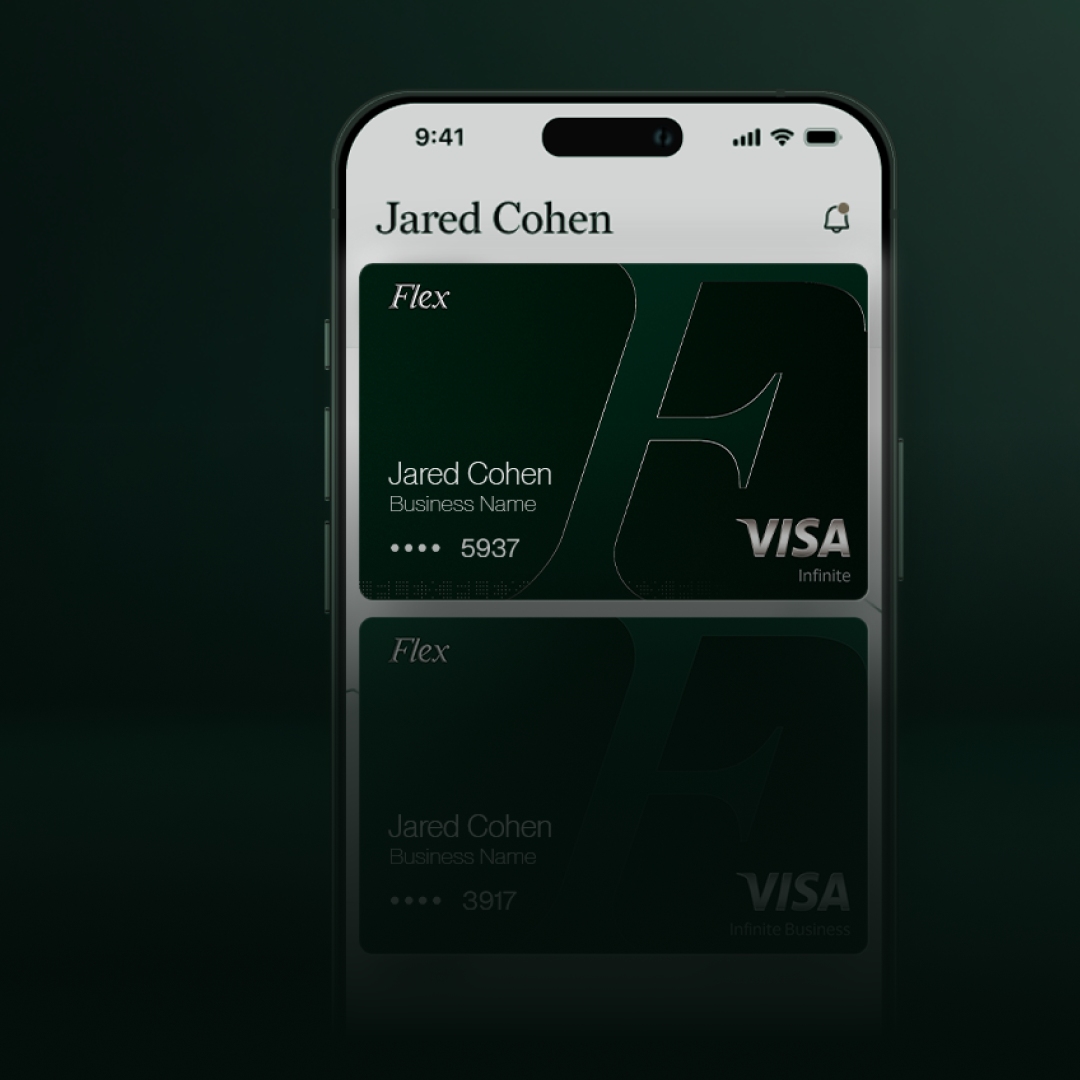 Phone screen showing multiple Flex p-cards from one business.