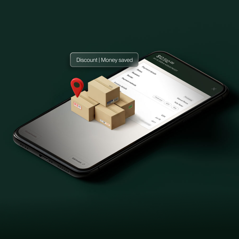A phone screen with different packages laid on top, representing invoice discounting. 