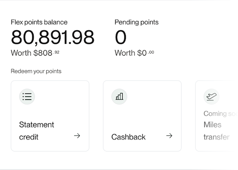 Image of the new Flex credit card repayments and points. 