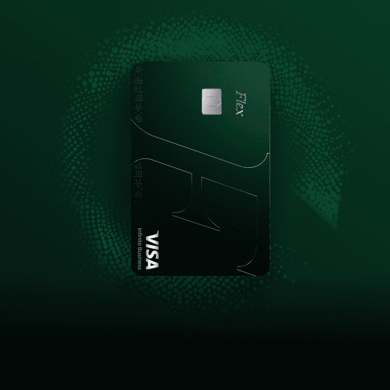 Image of a Flex credit card for employees where they can pay for reimbursable expenses.