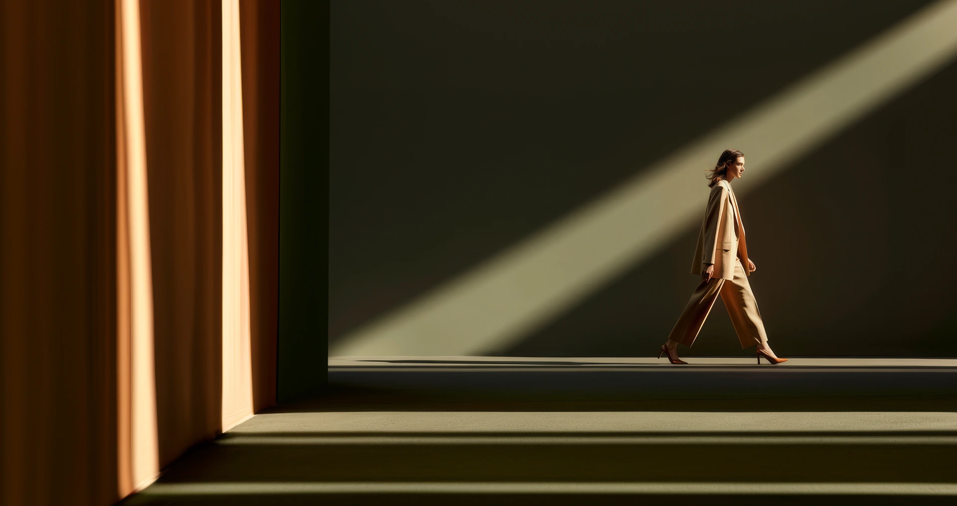 Woman walking in corridor