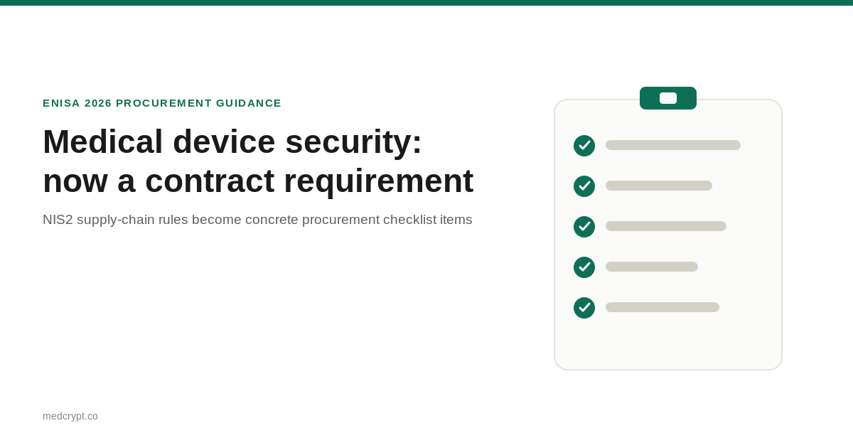 ENISA's Updated Procurement Guidelines Are About to Make Medical Device Security a Contract Requirement, Not a Nice-to-Have