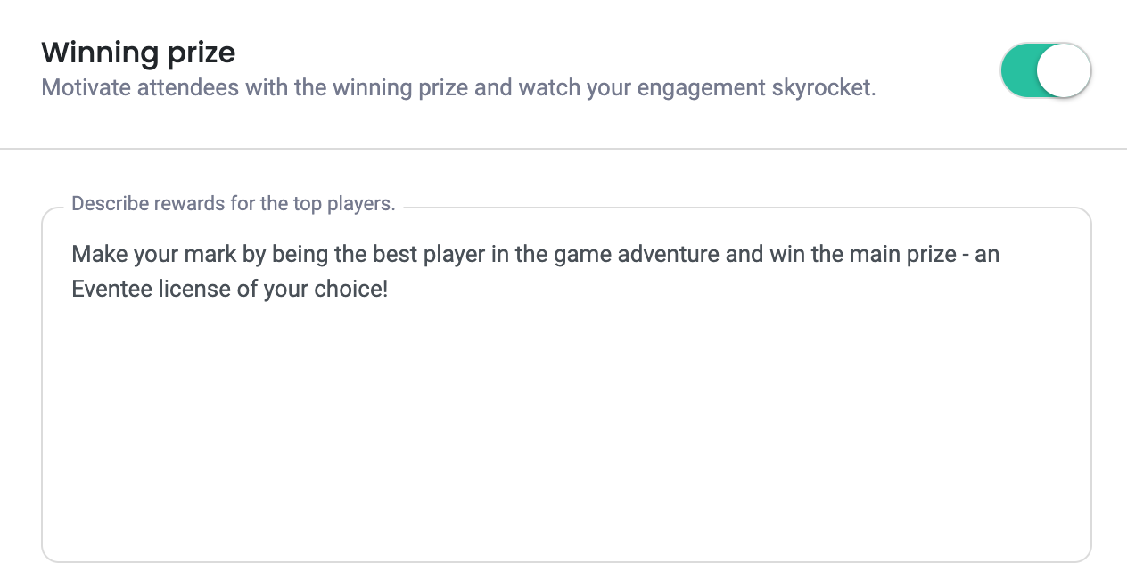 Describe the winning prize and motivate attendees to climb your event leaderboard.
