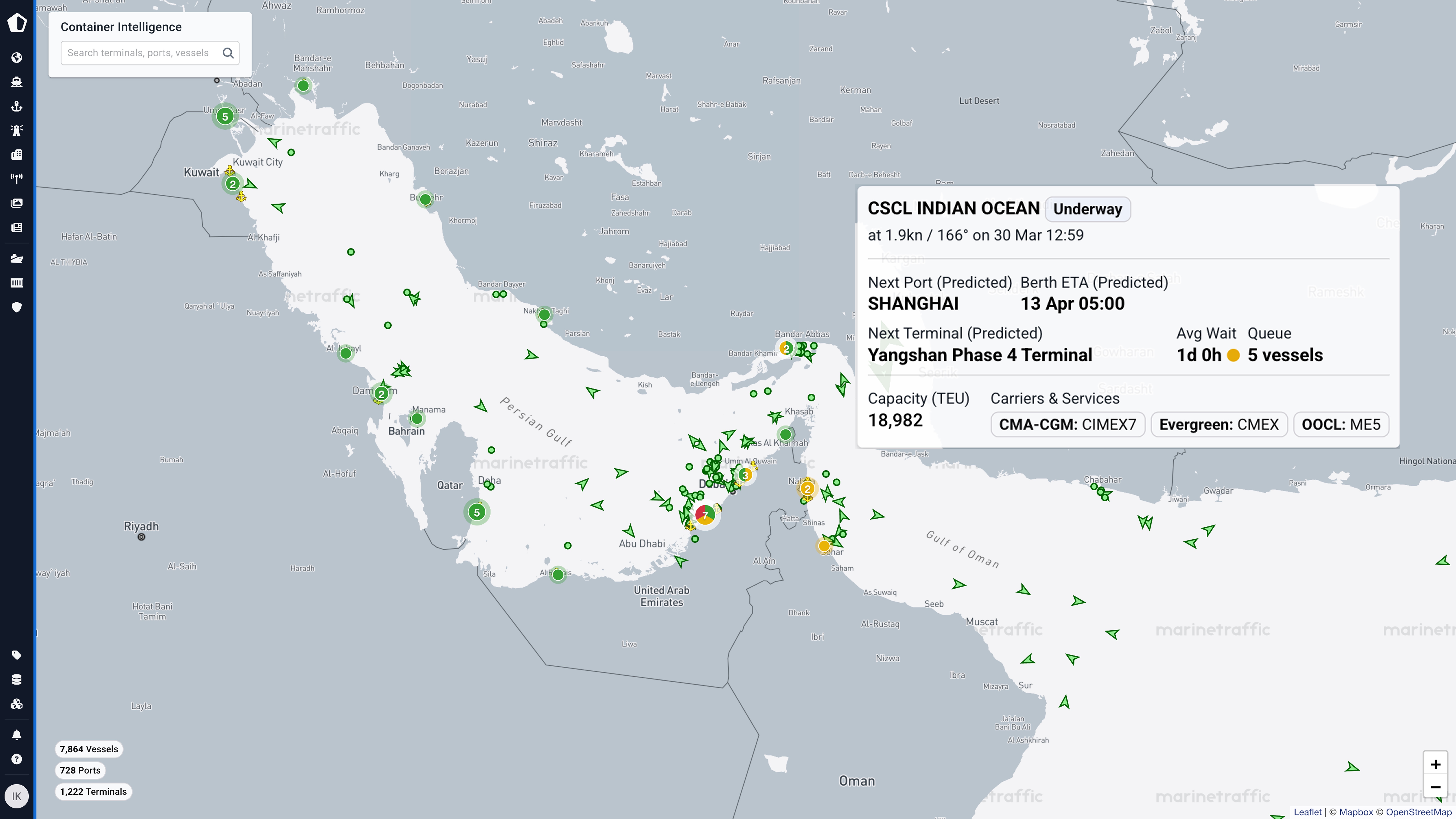 The CSCL Indian Ocean navigates the crucial Strait of Hormuz chokepoint