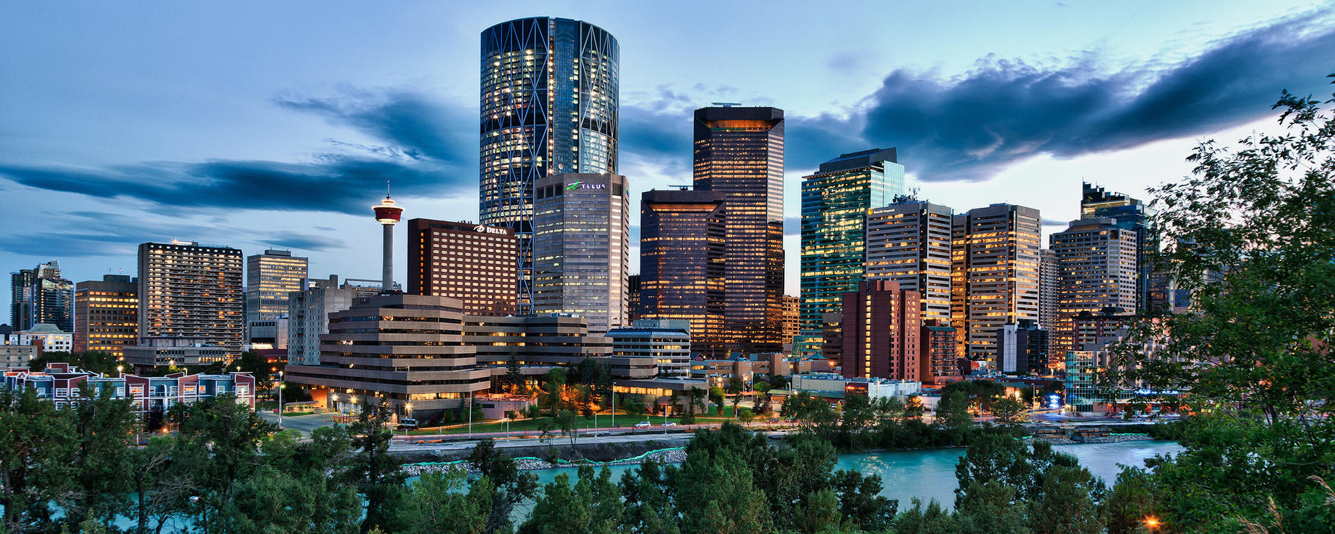Calgary skyline at dusk