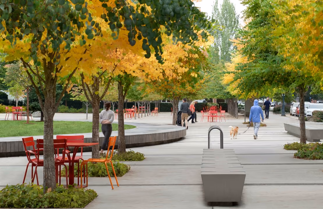 Redmond Downtown Park and surrounding buildings