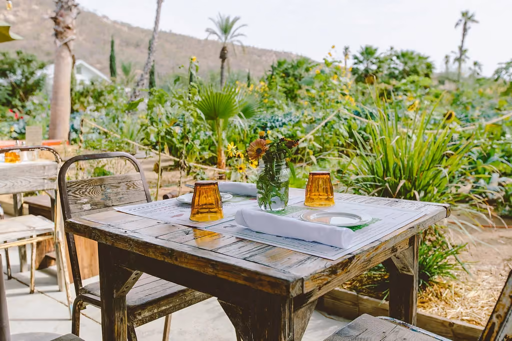 Flora Farms in Cabo San Lucas: Rustic Garden Dining Table