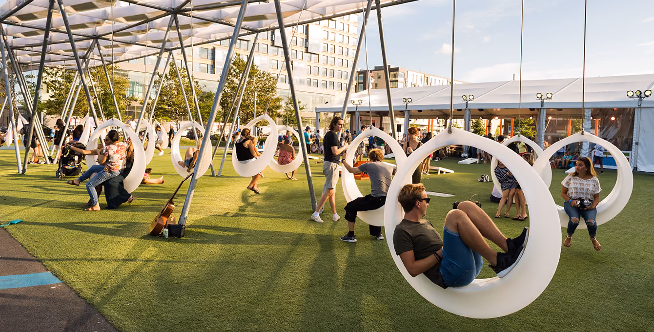 The Lawn On D in Boston: Circular Swing Seating at The Lawn On D