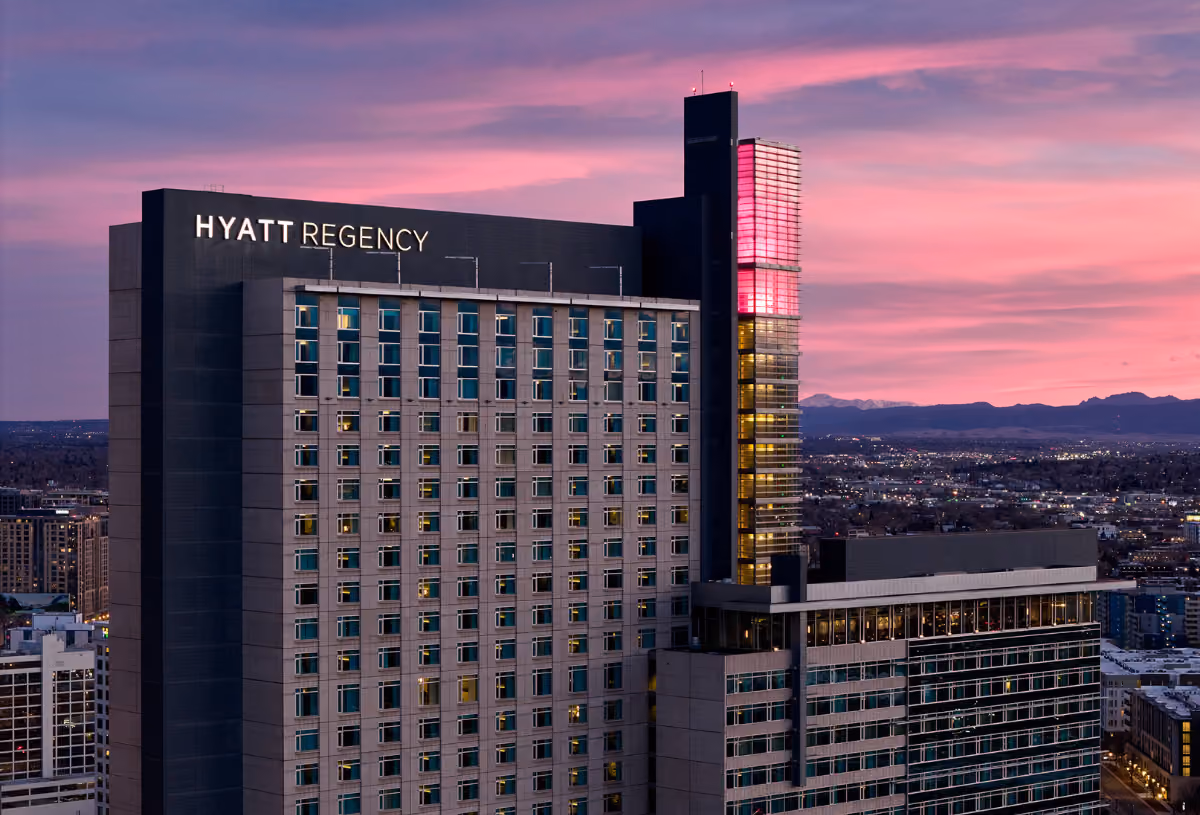 Hyatt Regency Denver at Colorado Convention Center in Denver: Hyatt Regency Denver at Dusk