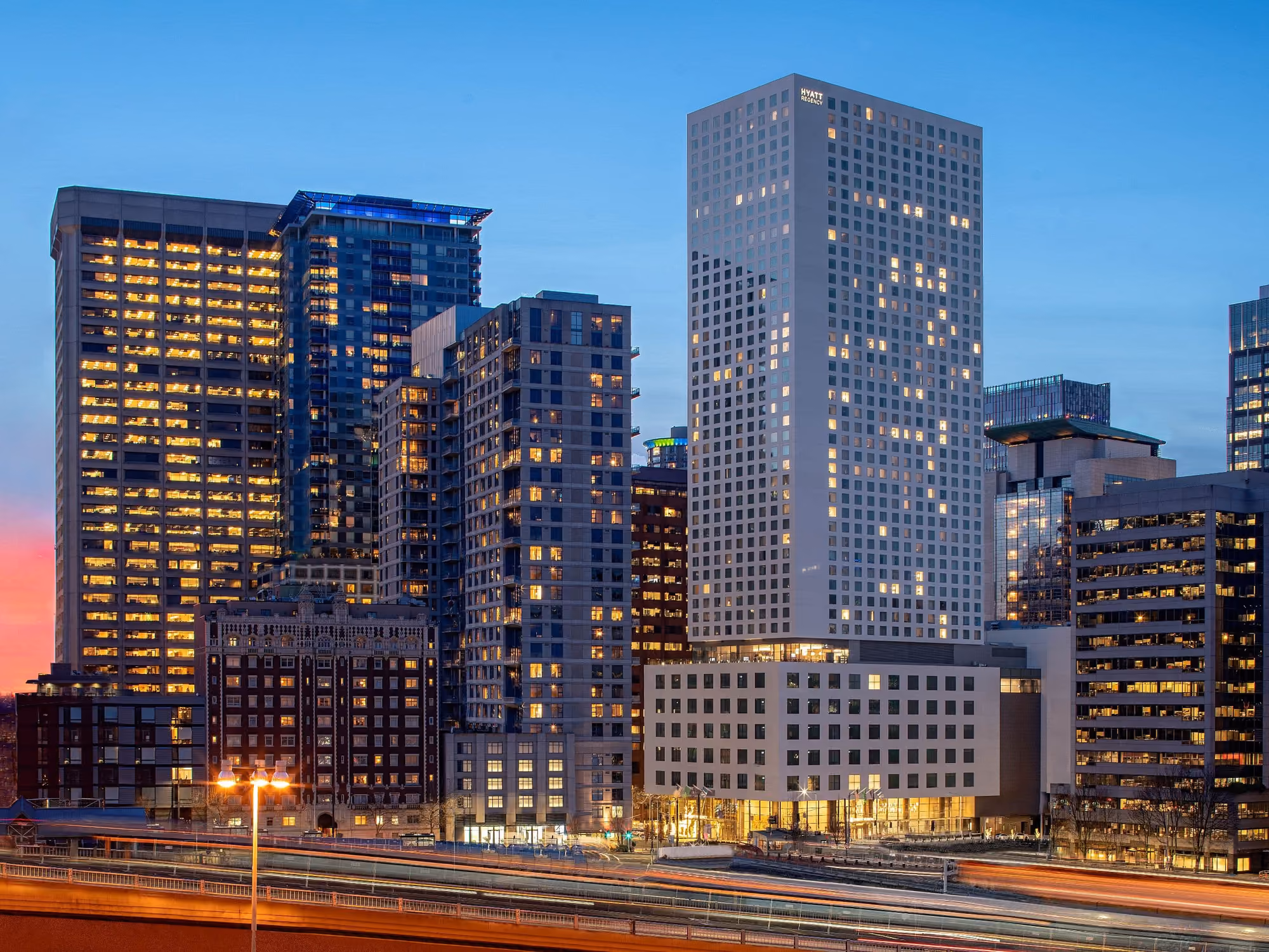 Hyatt Regency Seattle in Seattle: Hyatt Regency Seattle Exterior at Dusk