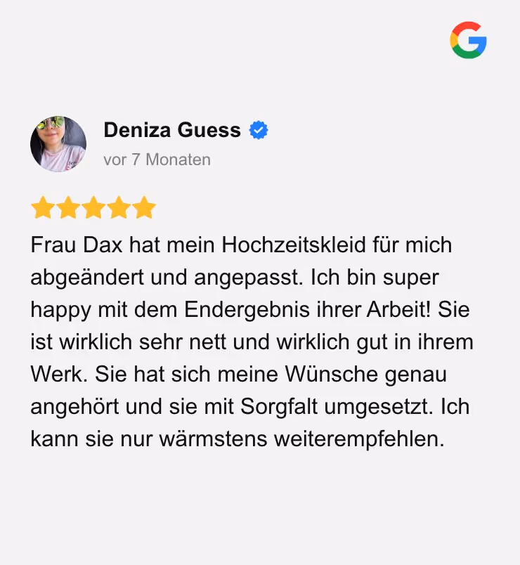 Kunden Feedback hohe Sorgfalt und Genauigkeit, Liebe zum Detail