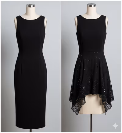 Vorher NAchher Abendkleid Änderung