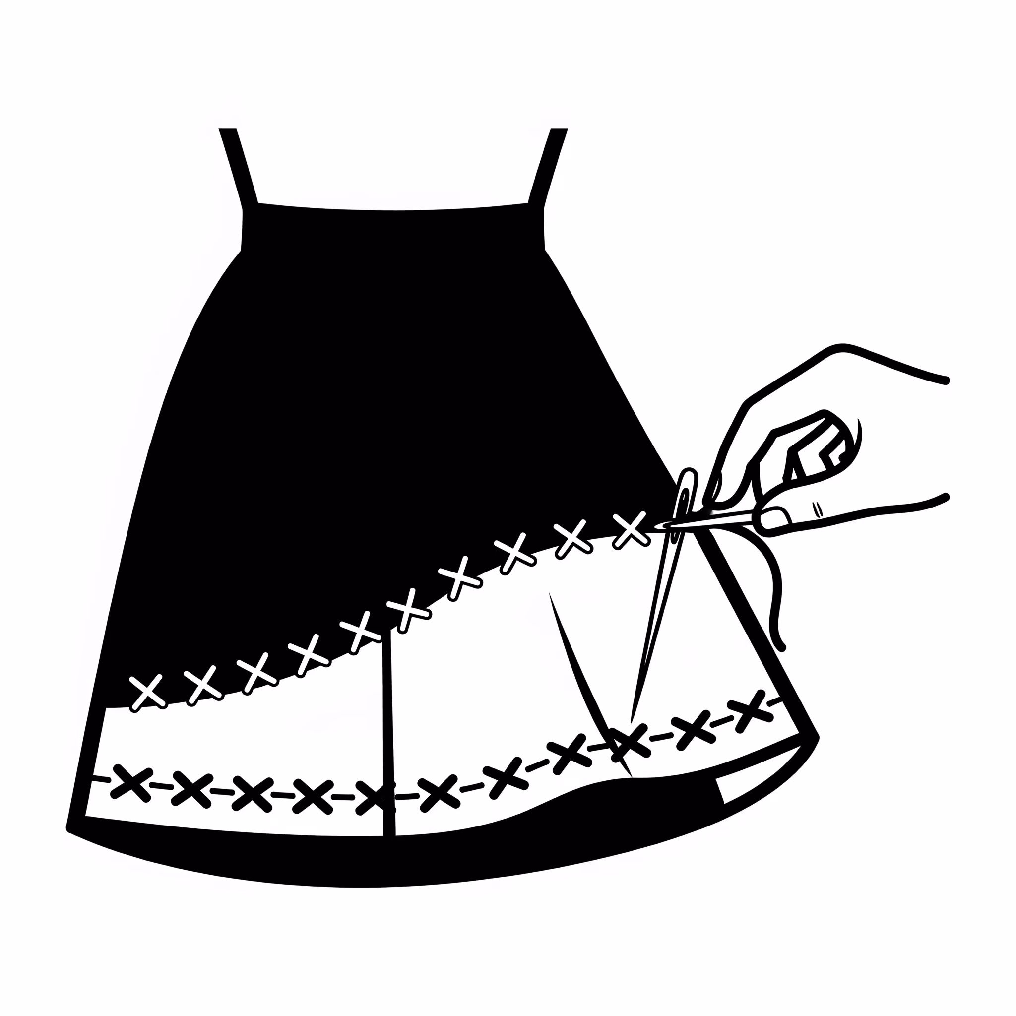 Kleid gefüttert kürzen mit Handnaht